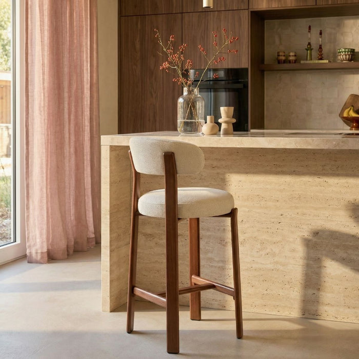 DÉJA Living - Barstoel Beige|Walnoot - Märsta - Set van 2