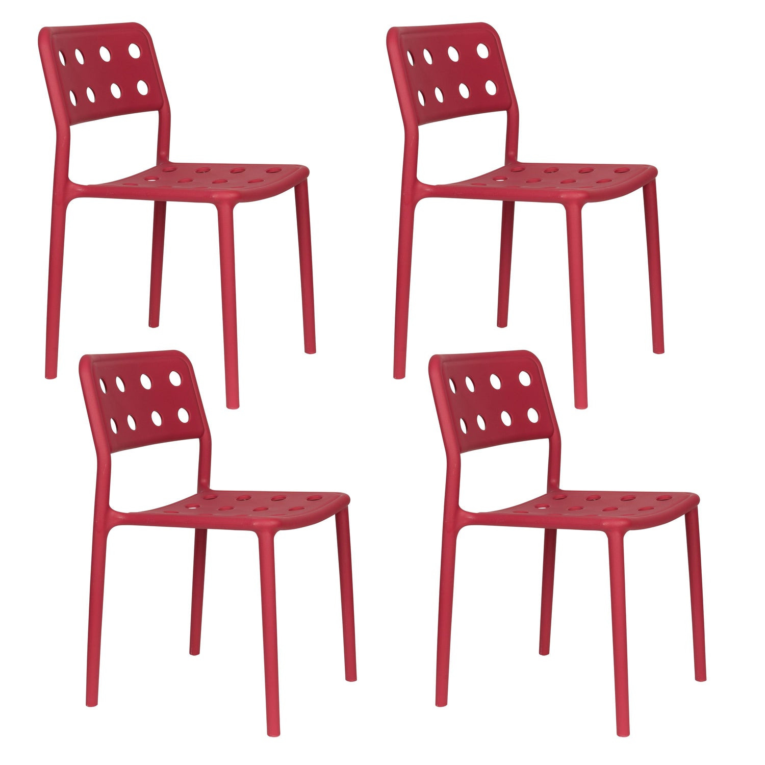 Housecraft Living Serra Tuinstoelen Kunststof Rood - Set van 4