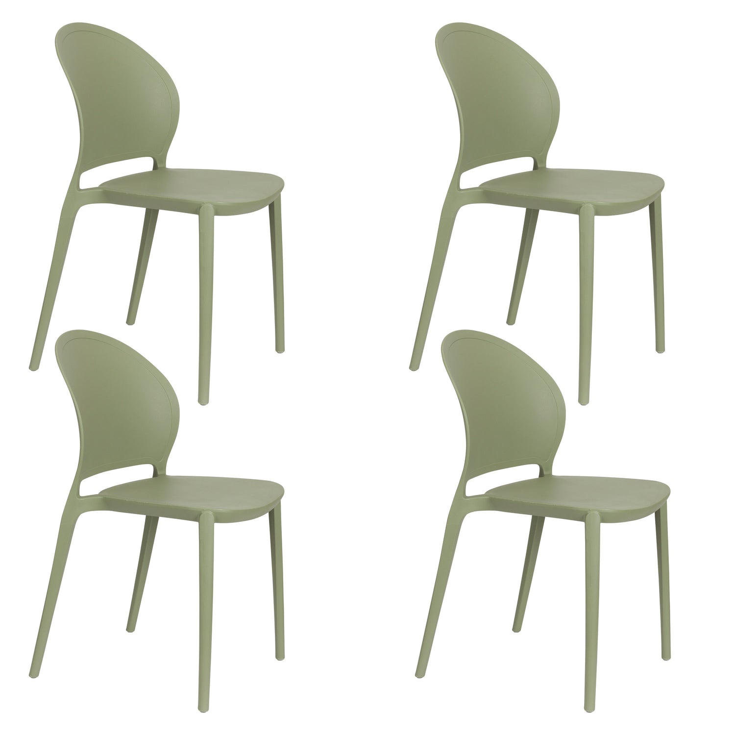 Housecraft Sjoerd Tuinstoelen Kunststof Groen - Set van 4
