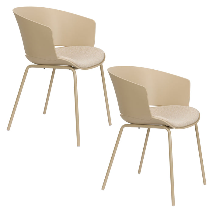 Housecraft Jessica Eetkamerstoelen armleuning Beige - Set van 4