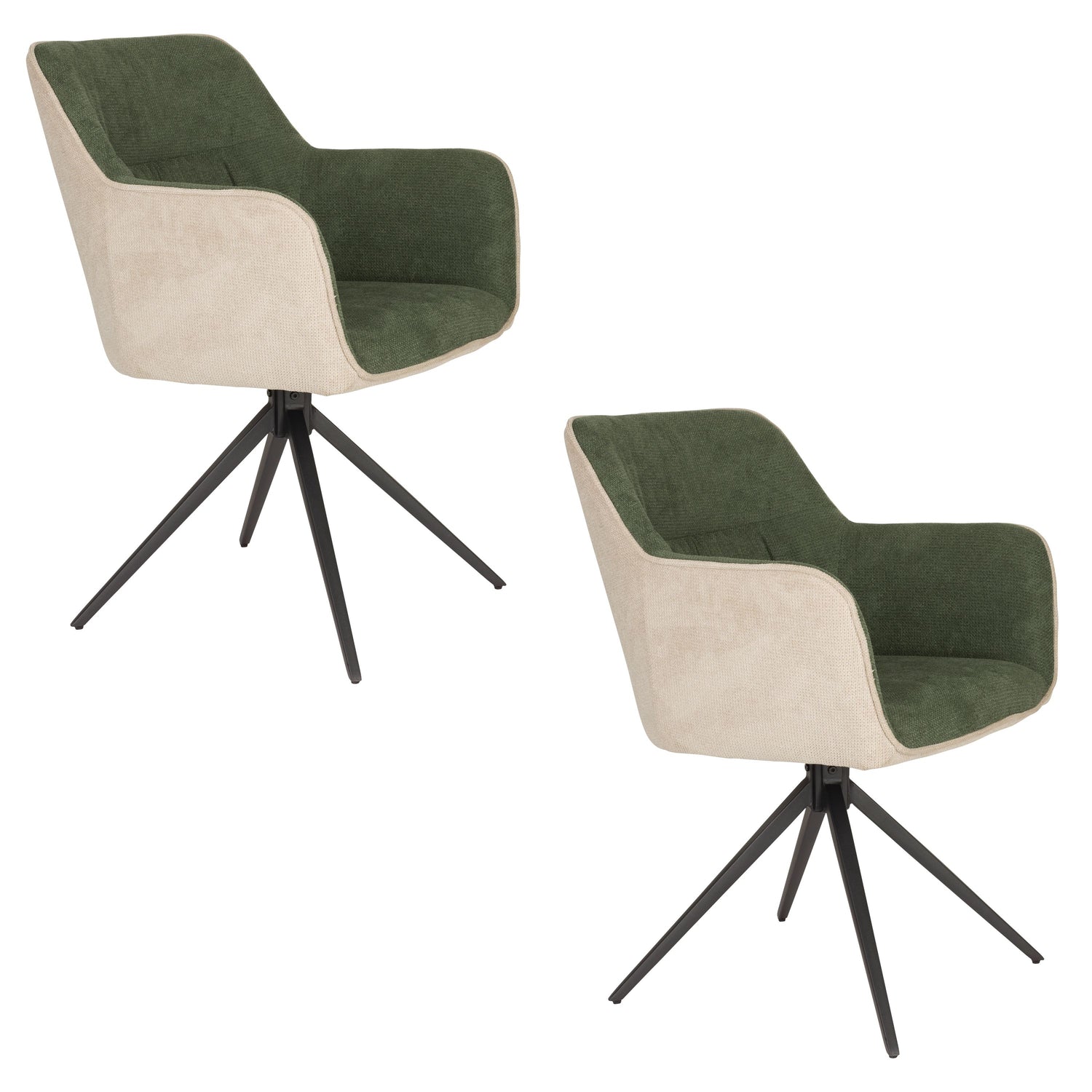 Housecraft Living Daley Eetkamerstoelen Beige|Groen - Set van 2