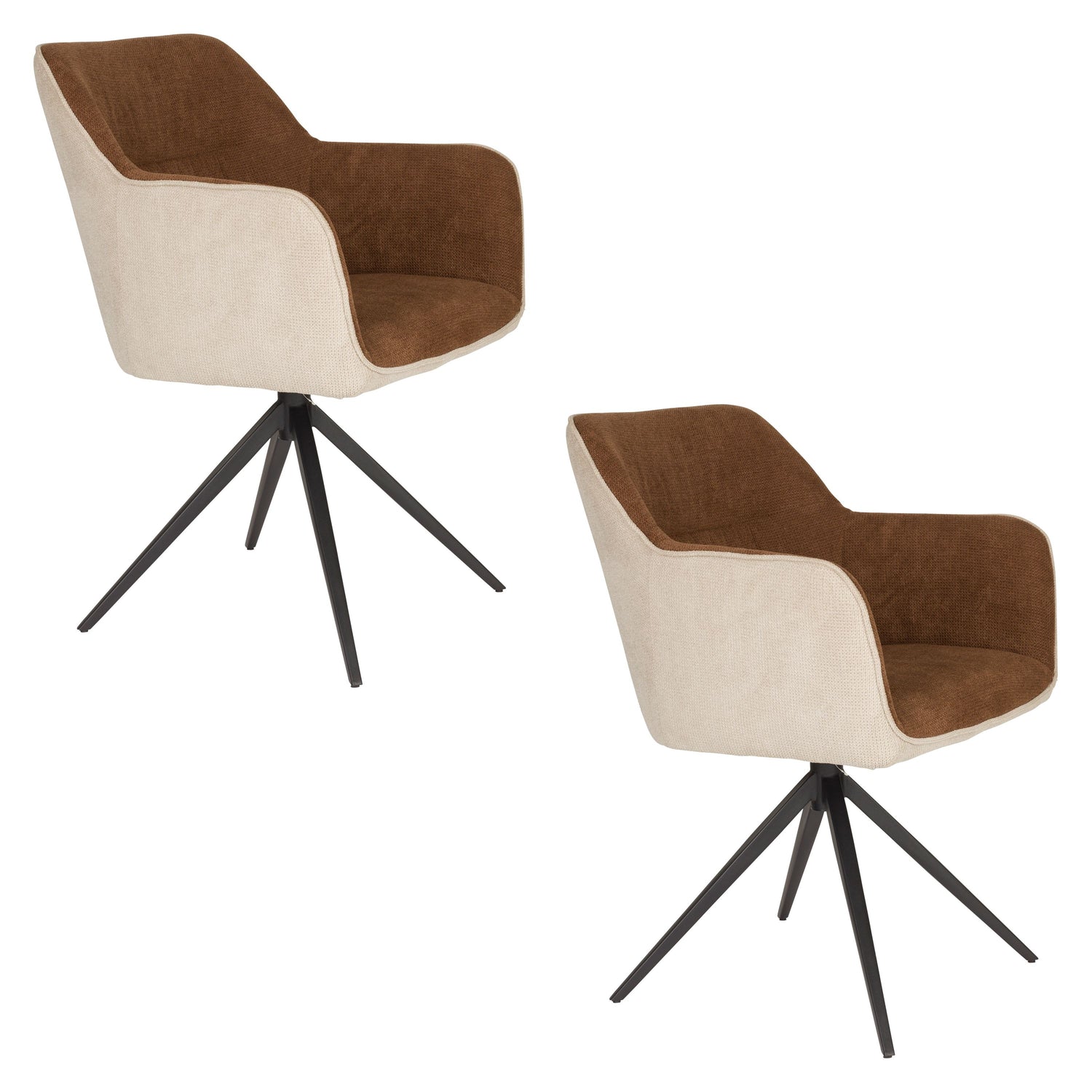 Housecraft Living Daley Eetkamerstoelen Beige|Bruin - Set van 2