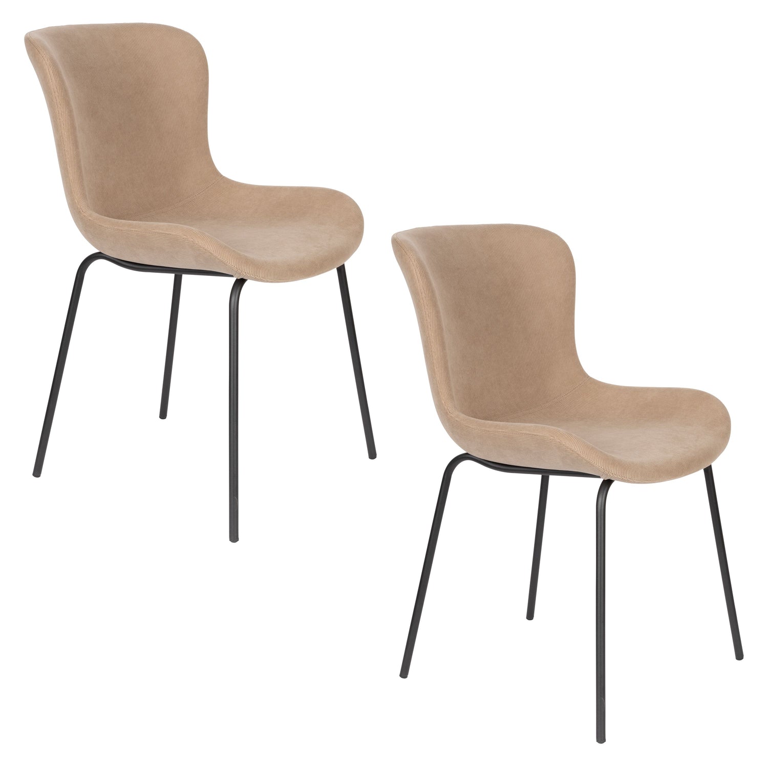 Housecraft Living Junzo Rib Eetkamerstoelen Taupe - Set van 2