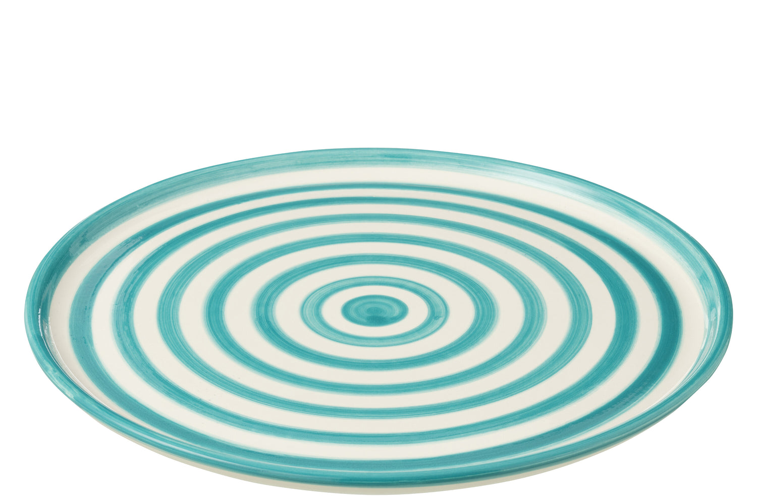 J-Line bord Granada Stripes - keramiek - wit|aqua