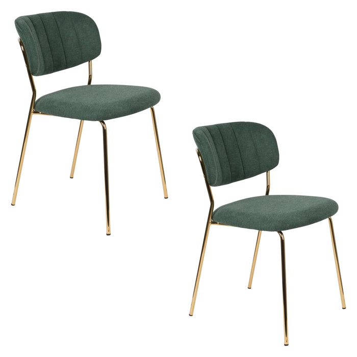 Housecraft Living Jolien Eetkamerstoelen Goud| Dondergroen - Set van 2