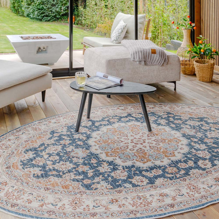 Heritaged Buitenkleed ovaal Vintage - Valenca Nova goud|blauw -