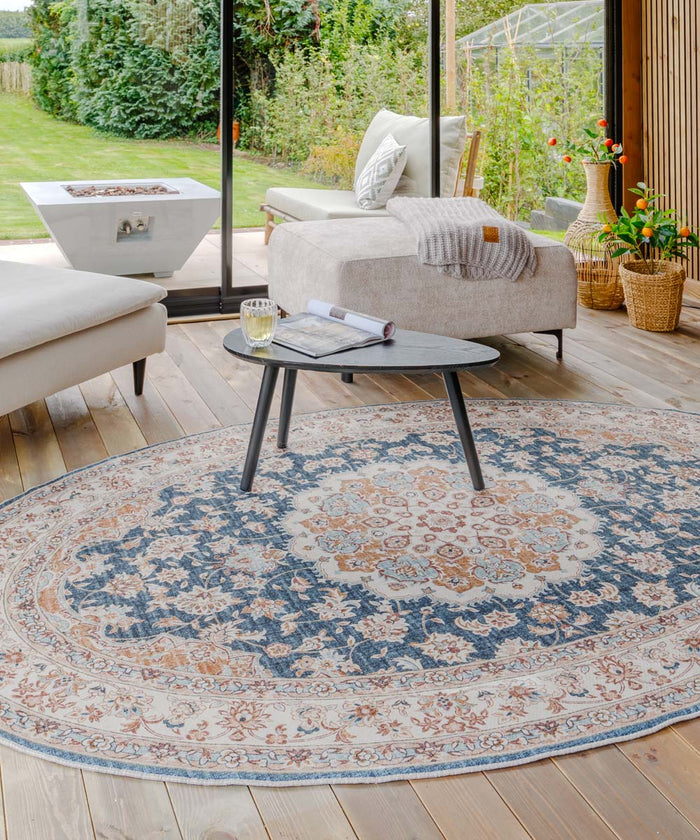 Heritaged Buitenkleed ovaal Vintage - Valenca Nova goud|blauw - 80x150