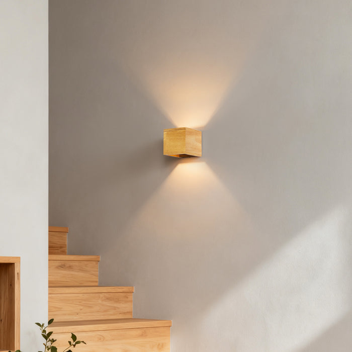 QAZQA Landelijke wandlamp eiken hout - Transfer