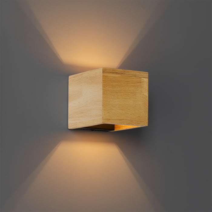 QAZQA Landelijke wandlamp eiken hout - Transfer