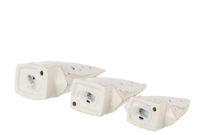 J-Line decoratie Kerstboom - keramiek - wit - set van 3 - LE