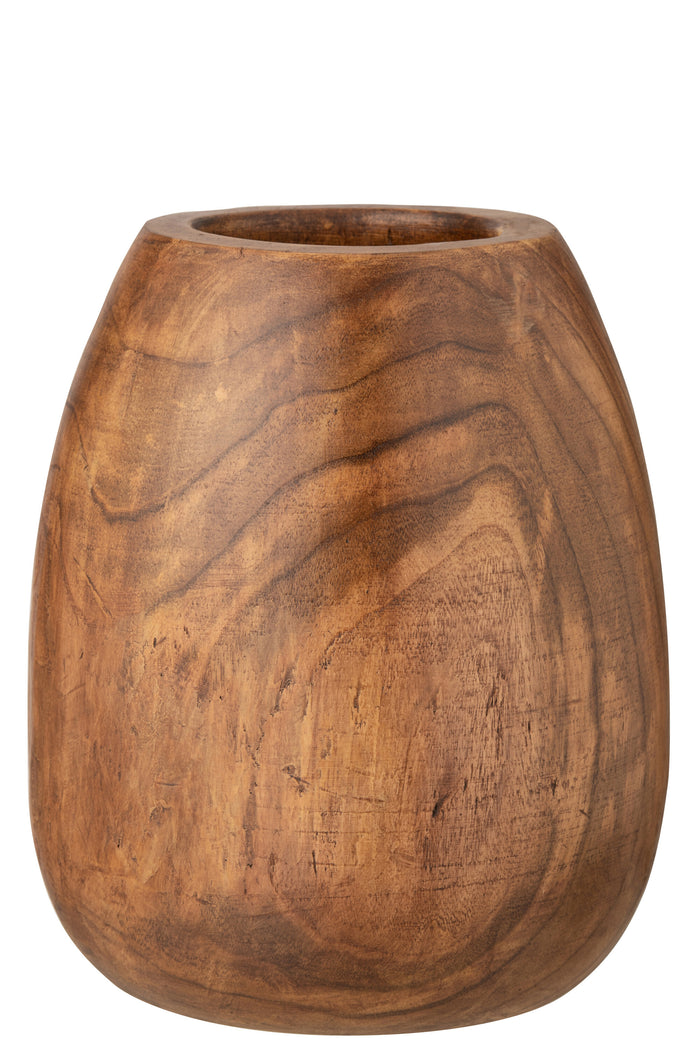 J-Line bloempot Paulownia - hout - bruin - large - Ø 43 cm
