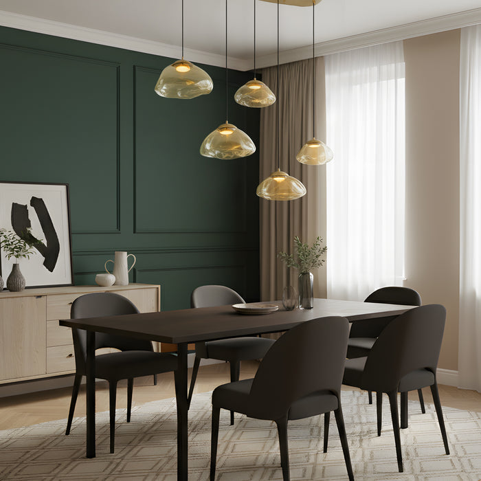 QAZQA Hotel Chique hanglamp messing met amber glas 5-lichts - Gus