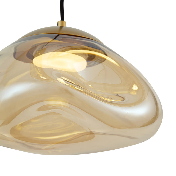 QAZQA Hotel Chique hanglamp messing met amber glas 5-lichts - Gus