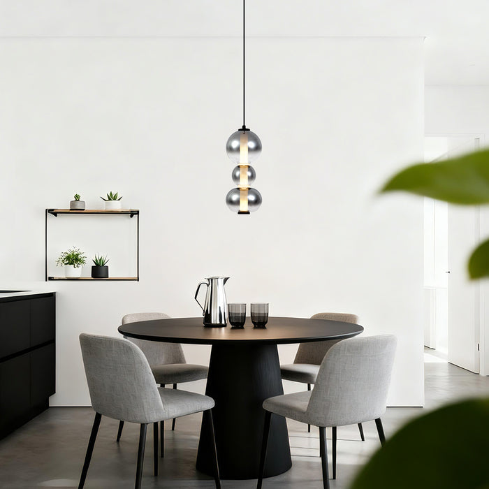 QAZQA Art Deco hanglamp zwart met smoke en helder glas 3-lichts incl.