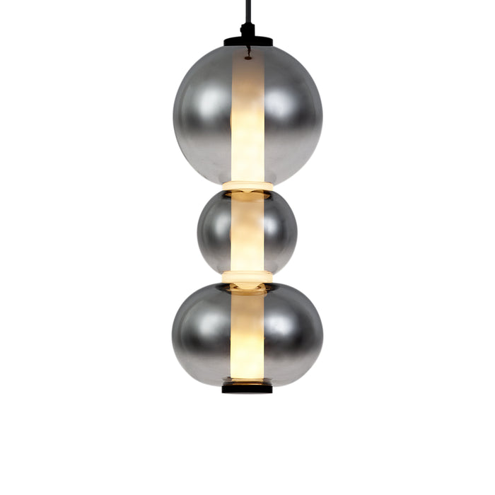 QAZQA Art Deco hanglamp zwart met smoke en helder glas 3-lichts incl.