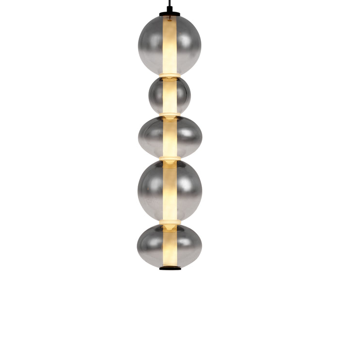 QAZQA Art Deco hanglamp zwart met smoke en helder glas 5-lichts incl.