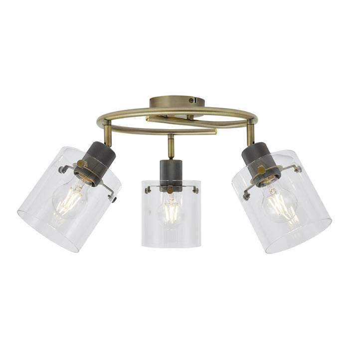 QAZQA Design plafondspot brons met helder glas rond 3-lichts - Domo