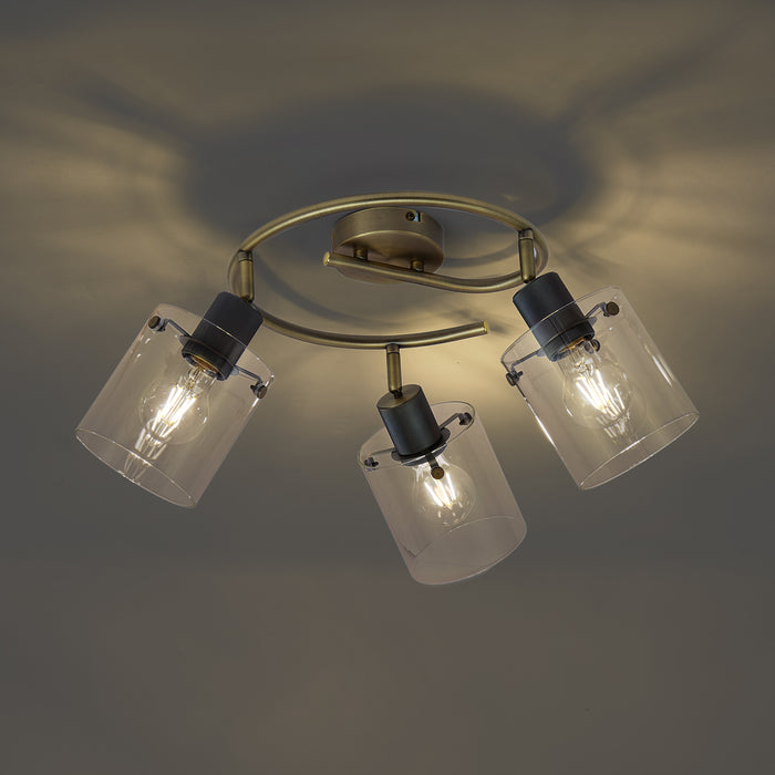 QAZQA Design plafondspot brons met helder glas rond 3-lichts - Domo