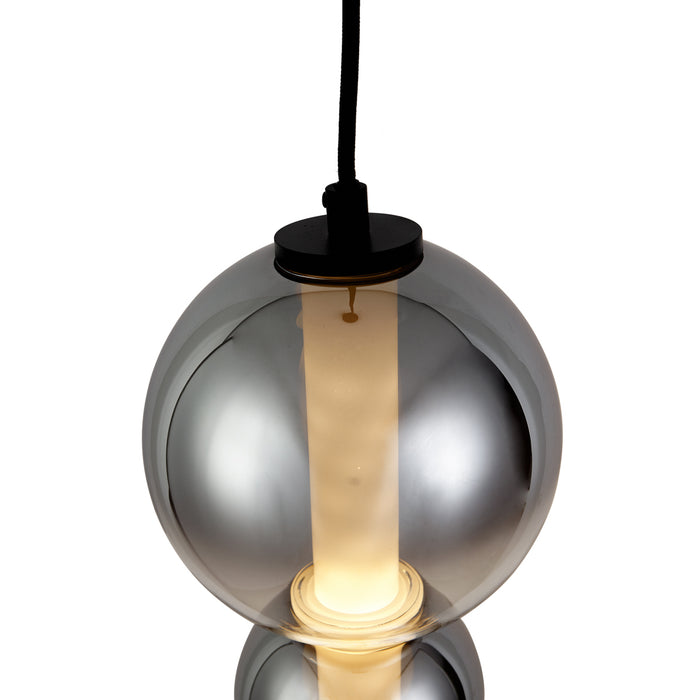 QAZQA Art Deco hanglamp zwart met smoke en helder glas 5-lichts incl.