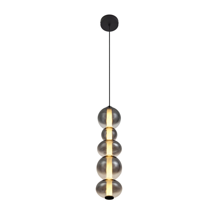 QAZQA Art Deco hanglamp zwart met smoke en helder glas 5-lichts incl.