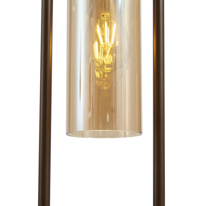 QAZQA Hotel Chique tafellamp donker brons met amber glas - Stavelot