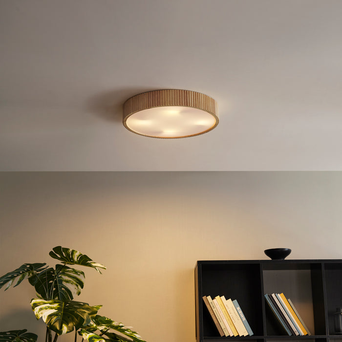 QAZQA Japandi plafondlamp hout 50cm 4-lichts - Lyra