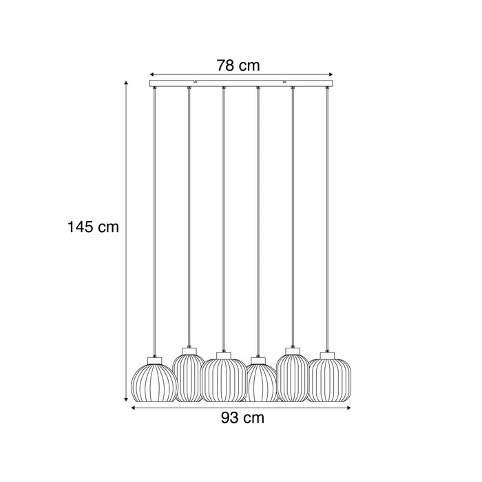 QAZQA Design hanglamp zwart met smoke glas 6-lichts - Ana