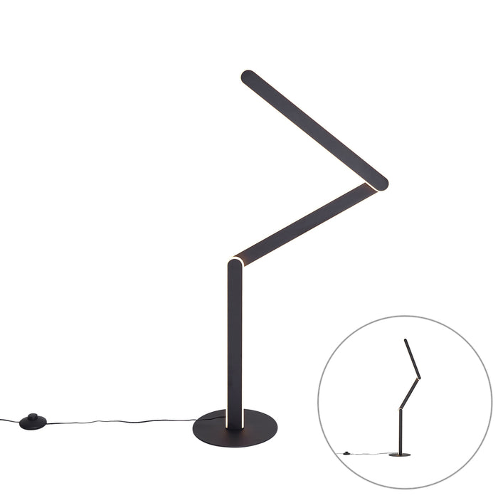 QAZQA Design vloerlamp zwart incl. LED 3-staps dimbaar - Gate