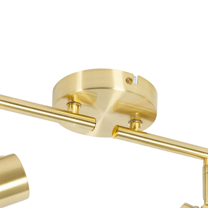 QAZQA Plafondspot goud met glas 4-lichts verstelbaar - Laura