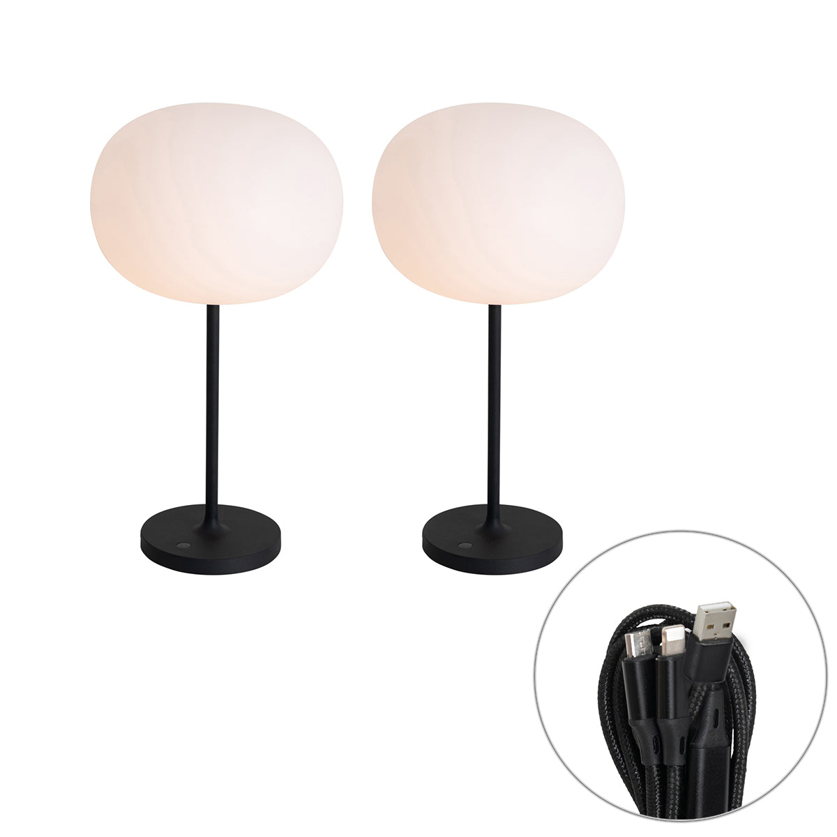 QAZQA Set van 2 moderne tafellampen wit oplaadbaar - Maloi