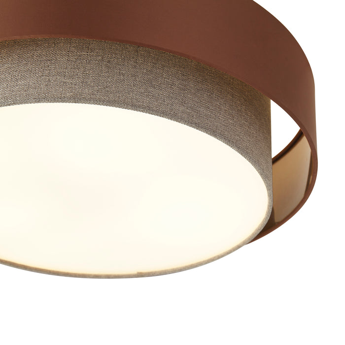 QAZQA Moderne plafonnière donker brons met taupe 50cm 3-lichts - Drum