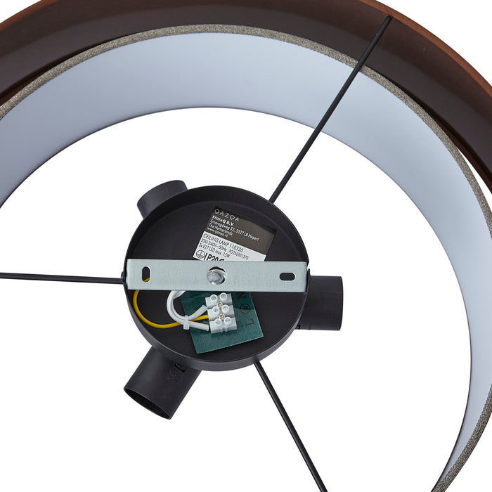 QAZQA Moderne plafonnière donker brons met taupe 50cm 3-lichts - Drum