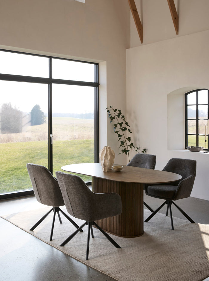 Morwen Eetkamerstoel - Set van 2 - Grijs met metalen poot