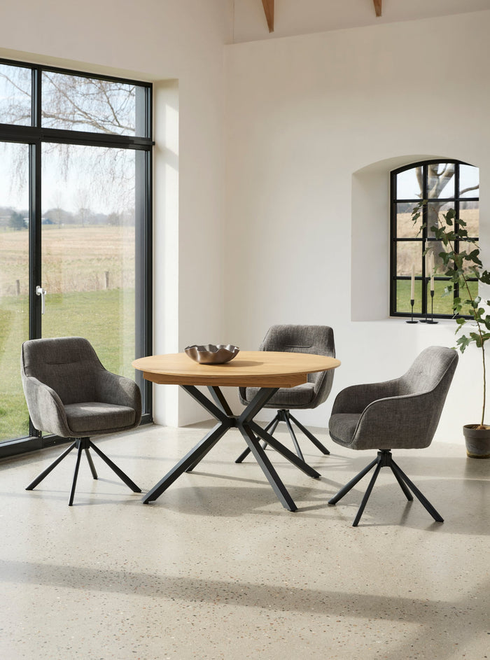 Morwen Eetkamerstoel - Set van 2 - Grijs met metalen poot