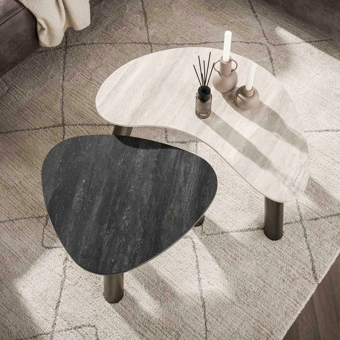 Giga Meubel - Salontafel Organisch Zwart|Grijs - Set Van 2 - Twin