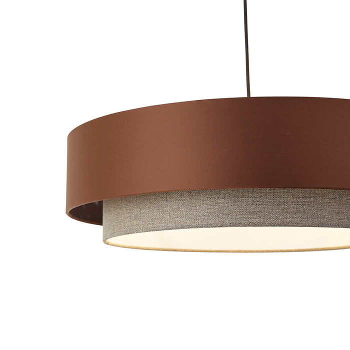 QAZQA Moderne hanglamp donker brons met taupe 50cm 3-lichts - Drum