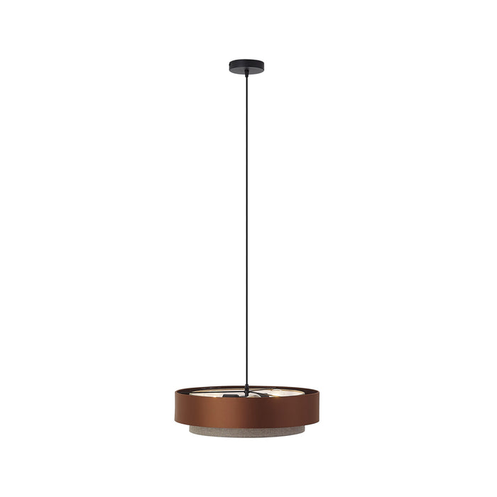 QAZQA Moderne hanglamp donker brons met taupe 50cm 3-lichts - Drum
