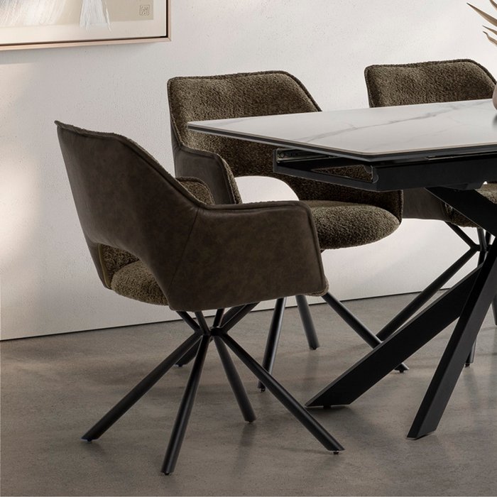 Calicosy - MARIEL Set van 2 Eetkamerstoelen - H47 cm - Groen