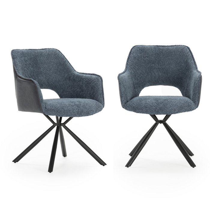 Calicosy - MARIEL Set van 2 Eetkamerstoelen - H47 cm - Blauw