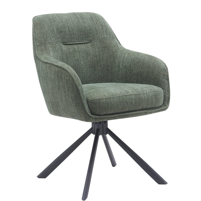 Morwen Eetkamerstoel - Set van 2 - Groen met metalen poot