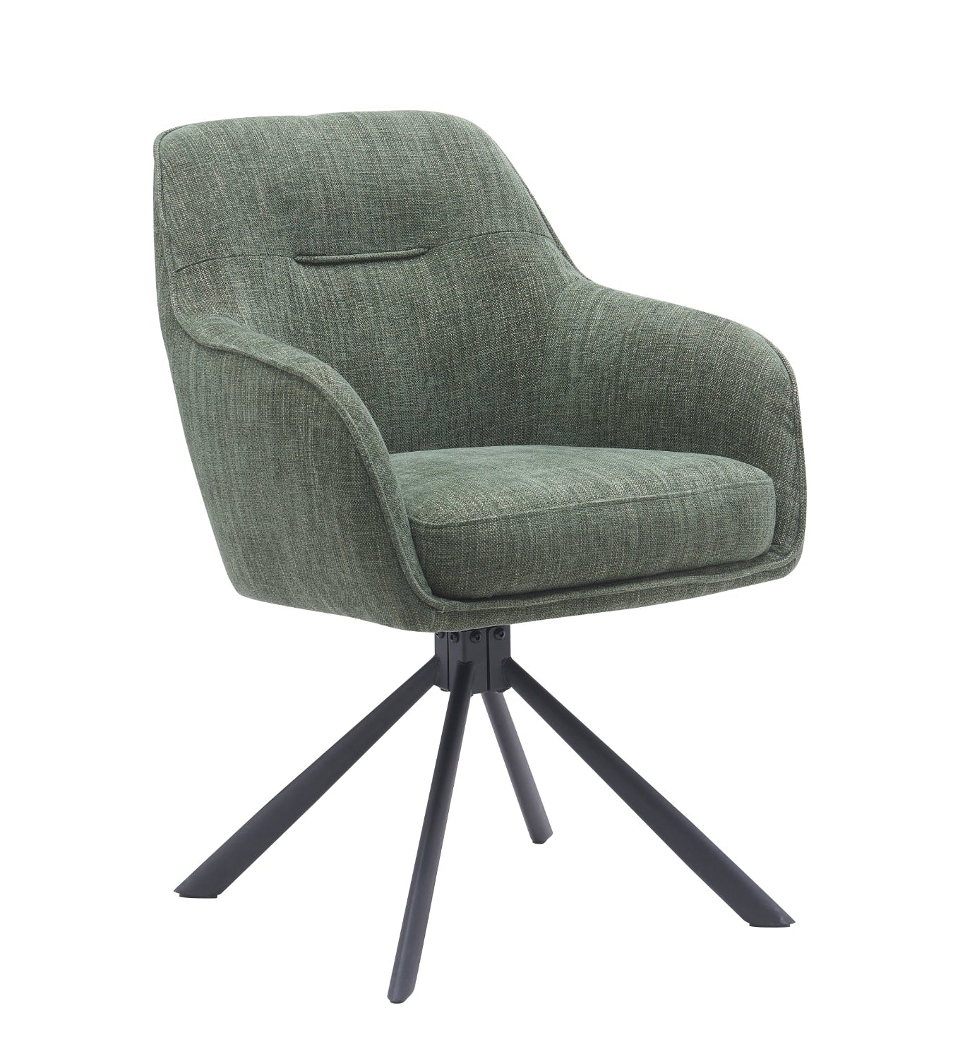 Morwen Eetkamerstoel - Set van 2 - Groen met metalen poot