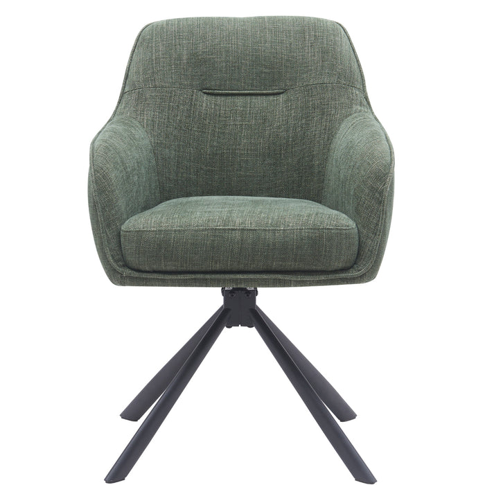 Morwen Eetkamerstoel - Set van 2 - Groen met metalen poot