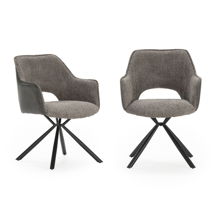 Calicosy - MARIEL Set van 2 Eetkamerstoelen - H47 cm - Grijs