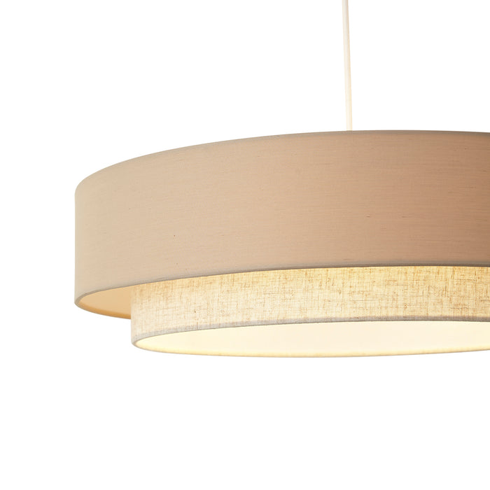 QAZQA Moderne hanglamp beige met naturel 50cm 3-lichts - Drum Duo