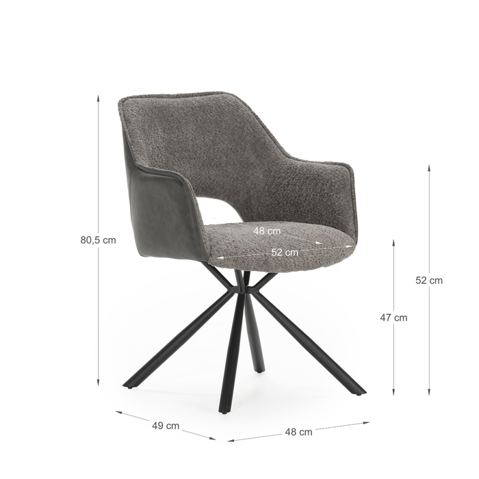 Calicosy - MARIEL Set van 2 Eetkamerstoelen - H47 cm - Grijs