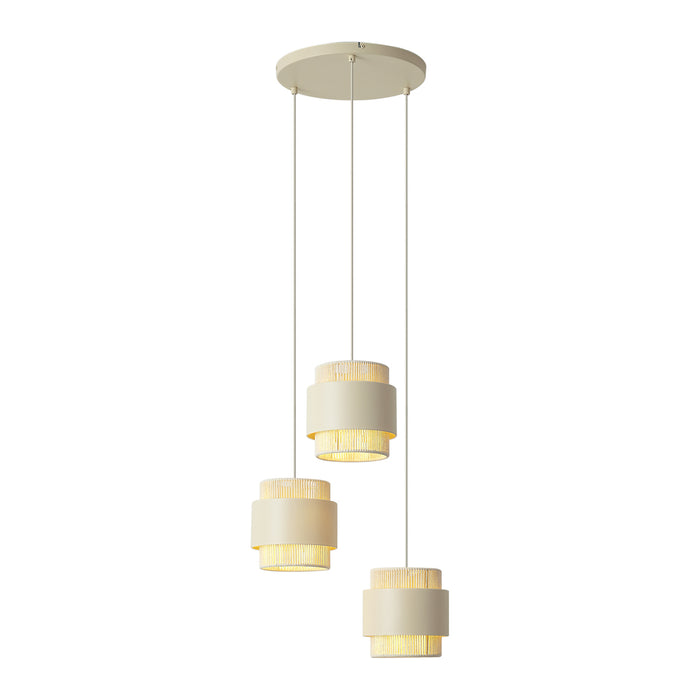 QAZQA Moderne hanglamp beige met goud 3-lichts - Kora