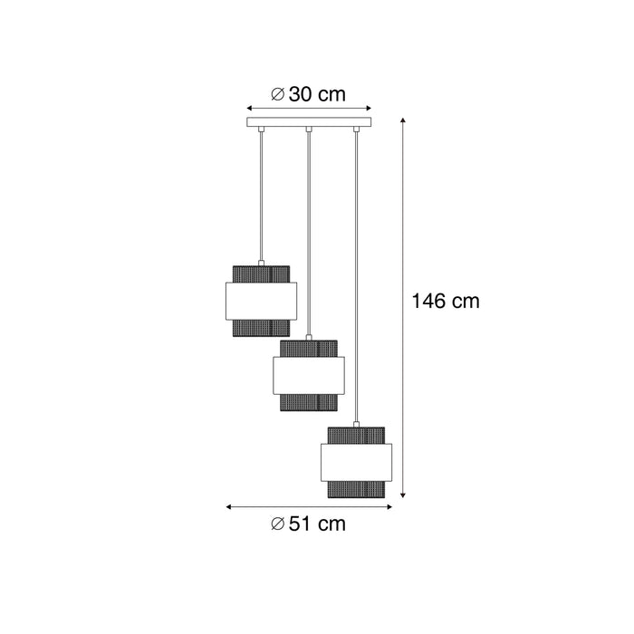 QAZQA Moderne hanglamp beige met goud 3-lichts - Kora