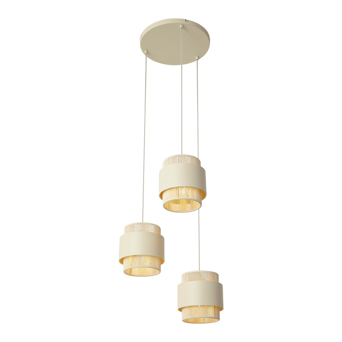 QAZQA Moderne hanglamp beige met goud 3-lichts - Kora