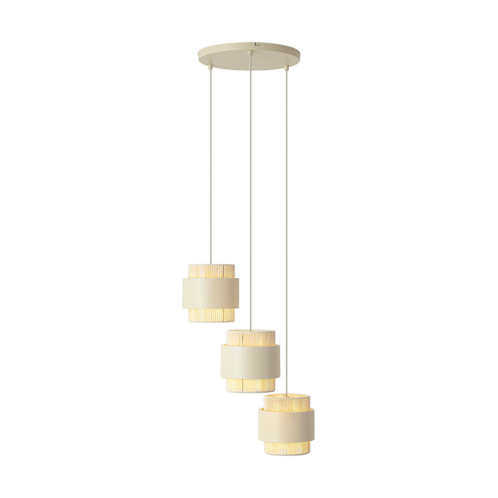 QAZQA Moderne hanglamp beige met goud 3-lichts - Kora