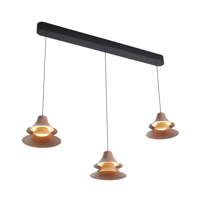 QAZQA Hanglamp zwart met mokka incl. LED 3-staps dimbaar 3-lichts